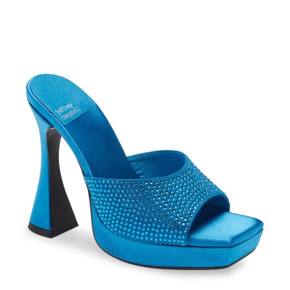 Jeffrey Campbell HollywoodJ Bright Blue Satin Rhinestone